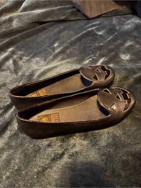 Women's Black Pumpkin Cutout Ballet Flats